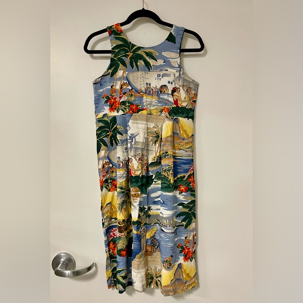 Reyn Spooner Vintage Vacation print midi dress
Marked size 14 
It’s size Small